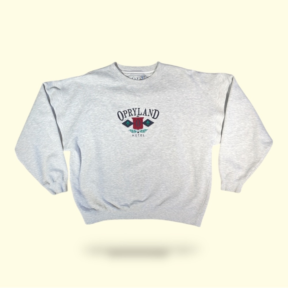Vintage Gear For Sports Light Gray Opryland Hotel Crewneck Sweater